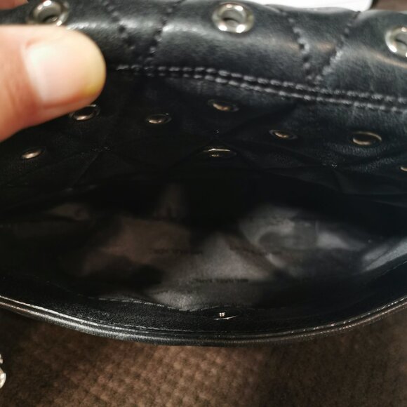 Black/Silver Sloan Quilted & Grommeted Lamb Organizer Crossbody #248 - Picture 3 of 16